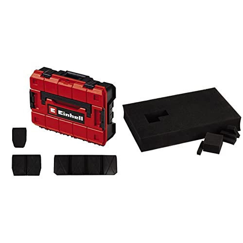 Einhell Systemkoffer E-Case S-F (für universelle Aufbewahrung von Werkzeug, max. 25 kg Beladung, stapelbar, inkl. 9 Kunststofffächer und Rasterschaumstoff)