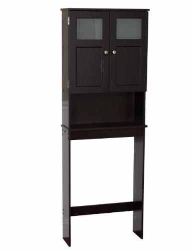 Zenna Home Over The Toilet Bathroom Spacesaver, Bathroom Storage with Glass Windows, Espresso