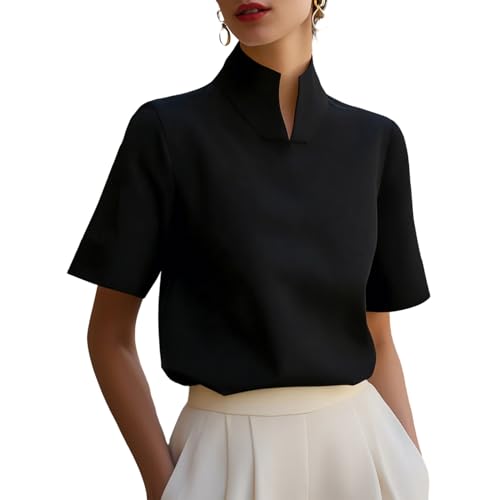 Chemise col en V femme anti-transpiration coupe ample extensible pour le bureau