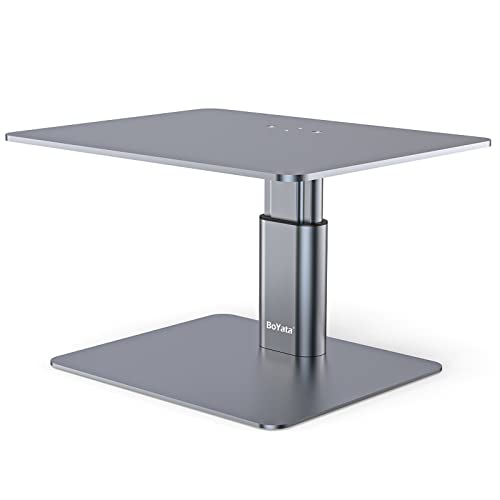 BoYata Monitor Stand, Adjustable Monitor Riser Metal Computer Stand Compatible with TV, PC, Laptop, Computer, iMac, and All Screen Display-Space Grey