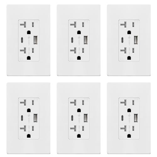 TOPGREENER USB Outlet, Type C & Type A USB Wall Outlet,...