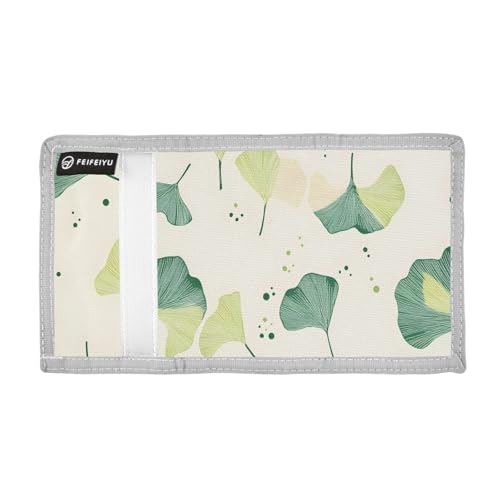 Ginkgo Leaf Array Durable Nylon Fabric Wallet for Boys and Girls - Multi-Functional with 2 Clear Pockets, Zipper Coin Compartment, 3 Card Slots & Keyring2