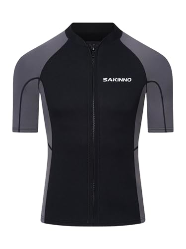 Camiseta de neopreno para buceo de hombre 2mm con cremallera de manga corta color gris talla XL
