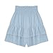 Girls Flowy Shorts with Skirt High Waisted Smocked Butterfly Shorts Kids Ruffle Athletic Skorts for Tennis Dance Blue