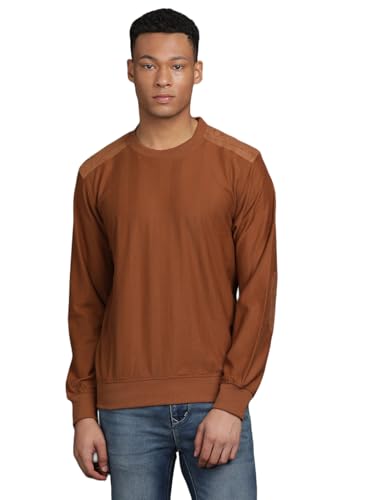 Sweat homme coton doux texturé régule la température marron taille 46