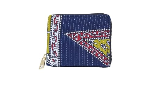 Image of P S Traders Online Women's Traditional Printedikkat Cotton 5 Pieces Combo Bag - Navy Blue