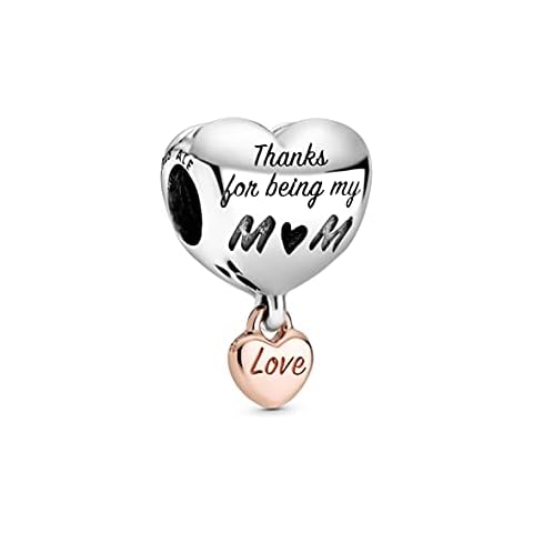 Pandora Charm Bicolor Love You Mum Herz mit 14 Karat rosévergoldete Metalllegierung und Sterling Silber Moments Collection Cover