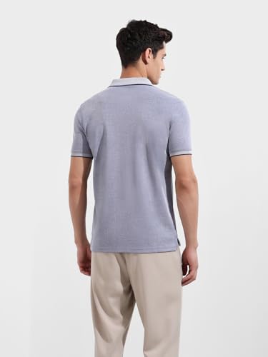 Image of The Indian Garage Co Men Regular Fit Textured Polo Neck Half Sleeves Tshirt