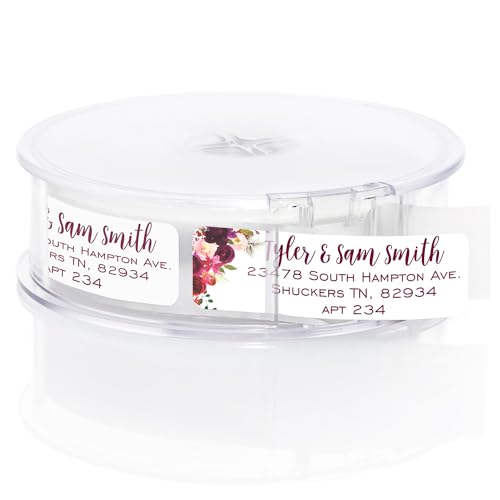 Fall Floral Rolled Address Labels / 500 Personalized Return Address Labels/Designer Address Stickers in Elegant Plastic Dispenser