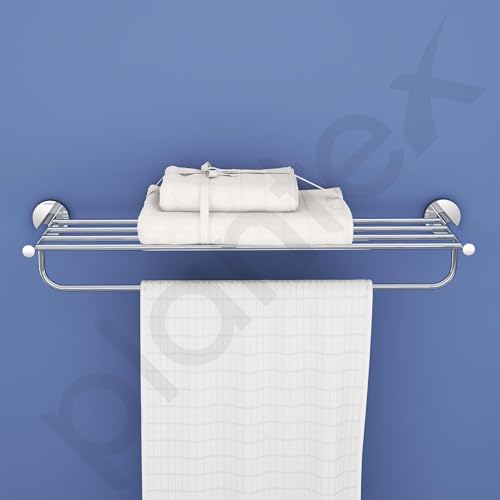 Image of Plantex 24 inch Towel Rack for Bathroom /Smero Pure Brass Towel Stand /Hanger /Holder /Towel Bar /Bathroom Accessories - Circle (Chrome)