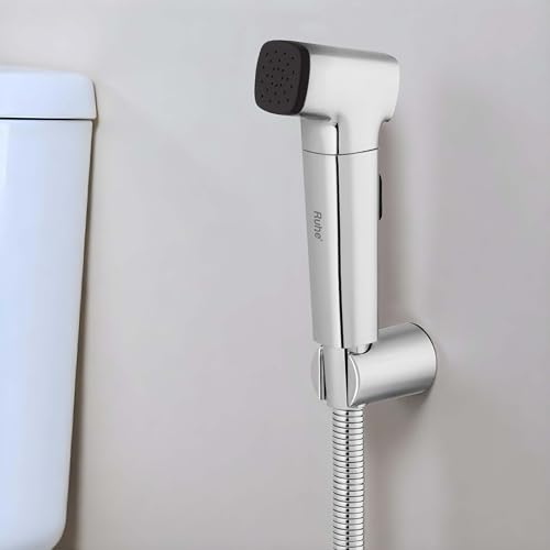Image of Ruhe Spin Health Faucet Set for Bathroom | Handheld 360 Adjustable Head Jet Spray for Toilet | ABS Hand Spray Gun with 304-Grade Stainless Steel Flexible Shower Tube 1 Meter and Wall Hook /Holder