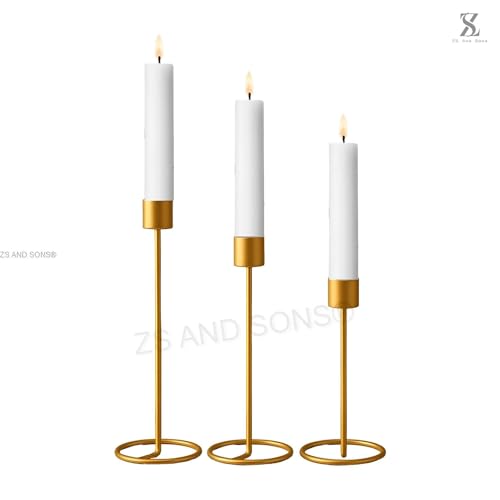 Image of (Set of 6) Gold Metal Candle Holders for Home Decoration | Modern T-Light Stand for Living Room, Bedroom, Office & Gifting
