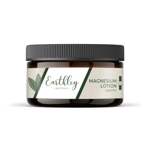 Image of Earthley Wellness Magnesium Lotion, Body Cream for Relaxation, 3600mg per Jar, Magnesium Chloride, Beeswax & Highly Concentrated 100mg Magnesium (6oz, Sensitive)