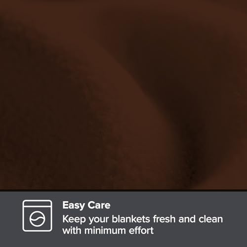 Image of 300 TC All Season Solid /Plain Lightweight Polar Fleece Single Bed Blanket (152 x 230 cm) Brown Blanket SingleIV10