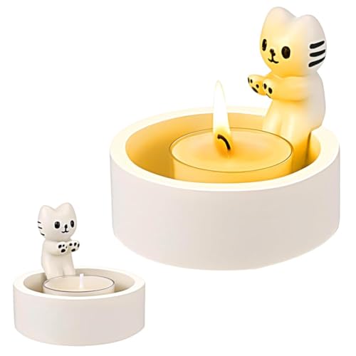 NKVCMBA Portavelas Gato, Portavelas, Portavelas De Yeso Gato Patito Caliente, Portavelas Aroma, Portavelas Gato Patito Lindo, Decoración De Hogar y Oficina, Regalo para Amantes De Los Gatos