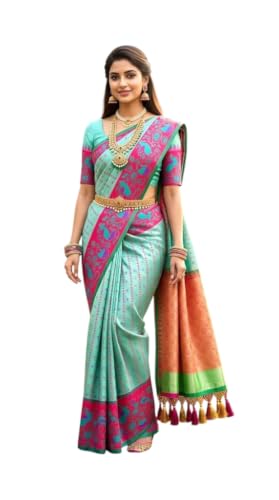 Image of VFCollections - POchampally Kalamkari Pattu Cotton SIlk Saree with Blouse Piece For Women