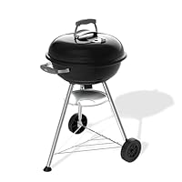 Weber Compact Kettle Holzkohlegrill (2026 Version) / Dreibein-Ständer und Räder, Hitzebeständiges, rostfreies Design, Verchromter dreilagiger Rost, 47 cm, Schwarz