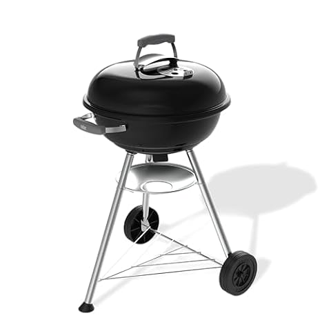 Weber Grill Węglowy Weber Compact Kettle (Wersja 2026), Stojak Trójnóg i Kółka, Odporny na Ciepło i Rdzę, Chromowany Ruszt Trójwarstwowy, 47 cm, Czarny