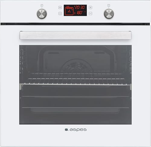 Aspes Horno Multifunción con Ventilador Cristal blanco AHM10800DCCB. Capacidad 78 Litros, 3100W, 10 Programas, Interior Esmaltado, Fácil Limpieza, Eficiencia Energética Clase A