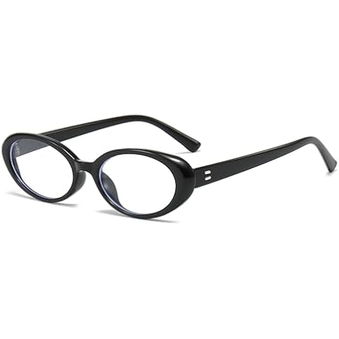 LJCZKA Oval Blue Light Blocking Glasses for Women Men Retro Small Oval Frame Glasses Fashion Computer Gaming Eyeglasses (Black) Cover