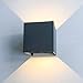 Produktbild 12W LED Wandleuchte Innen/Aussen Modern, Wandbeleuchtung mit einstellbar Abstrahlwinkel Up Down Design, IP 65 Wasserdichte Außenwandleuchten WandLampe 2800K Warmweiß (Dunkelgrau)