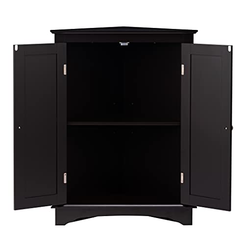Spirich Home Floor Corner Cabinet With Two Doors And Shelves, Free-Standing Corner Storage Cabinets For Bathroom, Kitchen, Living Room Or Bedroom, Espresso #TOP5