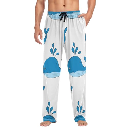 Men's Pajama Pants Cartoon Whales Sleep Pajama Lounge Pant with Pockets, Elastic Waistband3