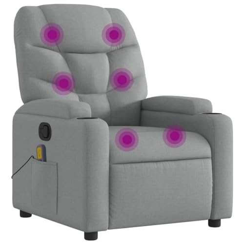 Sillón masaje gris claro tela poliéster madera miniatura 1