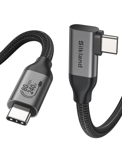 Silkland 80Gbps USB4 V2.0 f&uuml;r Thunderbolt 5 Kabel Winkel 1M, bis zu 120Gbps mit Bandwidth Boost, 16K/Dual 8K, PD3.1 240W, USB C auf USB C 90 Grad f&uuml;r Thunderbolt 4/3, SSD, MacBook M4 Pro, Dock