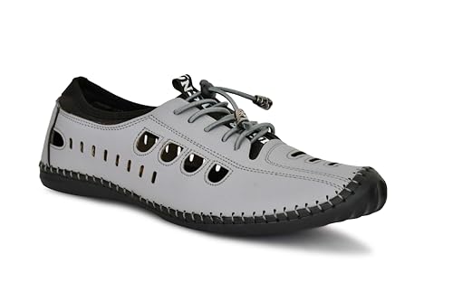 Image of OZJI Faux Leather Stylish sandals (Grey, UK Footwear Size System, Adult, Men, Numeric, Medium, 6)
