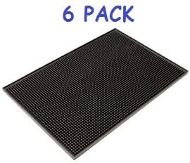 (6 Pcs.) Large 18"x12" Rubber Bar Service Spill Mat, Brown 6 Pcs.