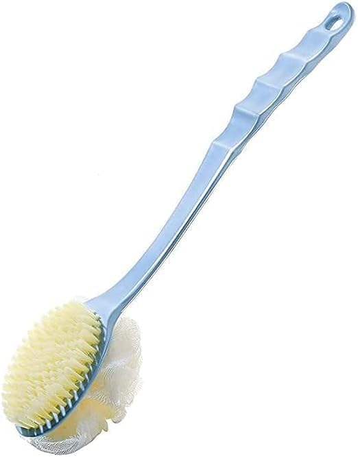 GLOSSOM 2in1 Bristles and Loofah, Shower Brush Back Scrubber, Shower