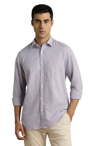Image of Peter England Men's Solid Linen Blend Shirt Slim Fit| Casual Wear | Full Sleeves