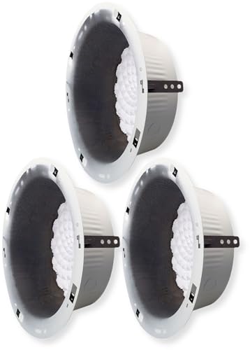 RE84 Pack of 3 Ceiling Speaker Enclosures, 8 Inch Recessed Steel Mounting Ring, Foam Insert, for Commercial Audio Installations, for use with Any Bogen Ceiling Grille or Assembly