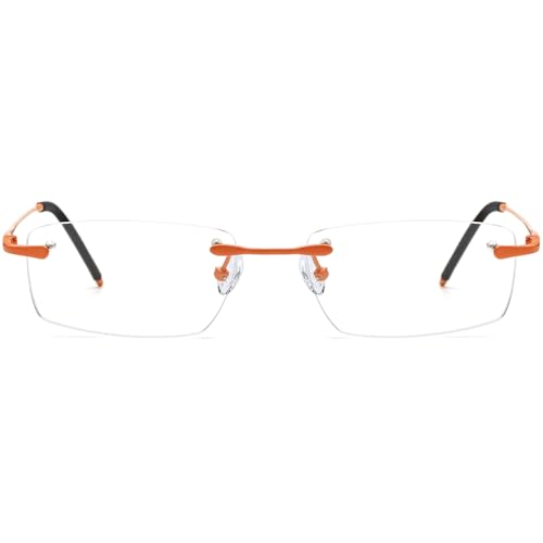 Image of Titanium Glasses Frame,Rimless Optical Eyewear Eyeglasses for Men and Women