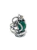 Talla: 14.5 (17.45mmØ) Ethnos Barcelona - Anillo de Plata y Onix Verde. Talla: 14.5