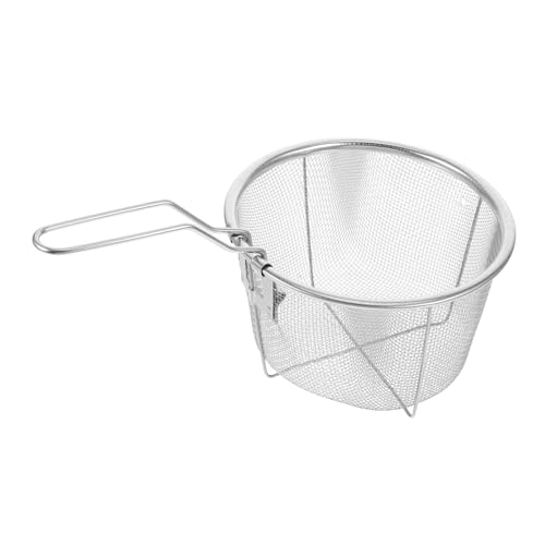 ORFOFE Cestino per Frittura in Acciaio Pieghevole con Drenanti Bar Ristorante Setaccio Filtro per Oli e Facile da e Maneggevole