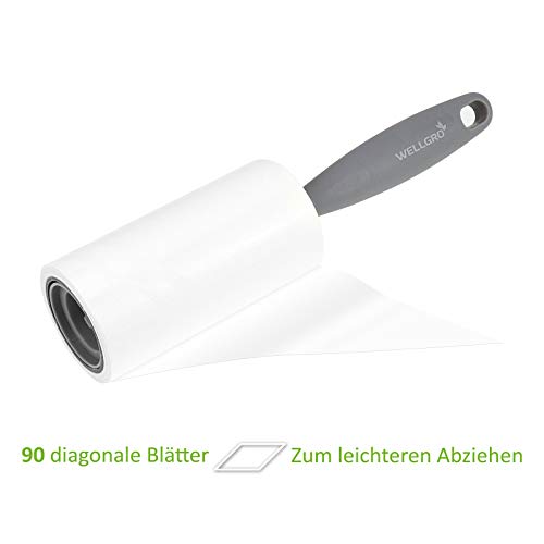 WELLGRO 20er Set Fusselrollen - 20 Rollen mit je 90 Blatt + 4 Abroller, 1800 diagonal perforierte Blätter für leichtes Abziehen