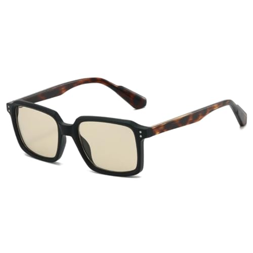 Lunettes de soleil UV400 carrées léopard avec rivets métalliques