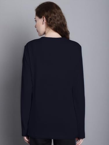 Image of JUNEBERRY Pure Cotton Round Neck Regular Fit Core Fashion Solid Full Sleeve T-Shirt for Women & Girls (Colors: Black, Cork, Green, Navy, Swanwhite & White)