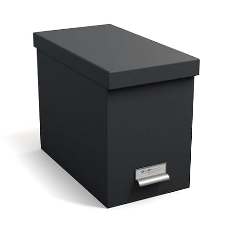 BIGSO BOX OF SWEDEN Johan pudełko na teczki wiszące z pokrywką – stylowe pudełko archiwalne z 8 skoroszytami wiszącymi – pudełko na teczki wiszące z płyty pilśniowej i papieru – ciemnoszare