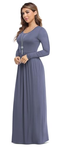 Image of VIISHOW Women's Long Sleeve Loose Plain Maxi Dresses Casual Long Dresses with Pockets