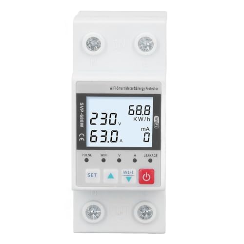 Dispositivo di Protezione da Sovratensione e Sottotensione WiFi, 230V 50/60Hz, Telecomando, 63A, Stabilizzatore di Tensione Regolabile