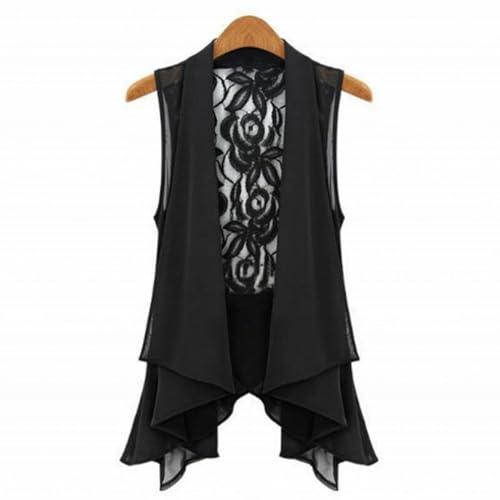 GK-O Women Chiffon Lace Floral Vest Sleeveless Loose Waistcoat Cardigan2
