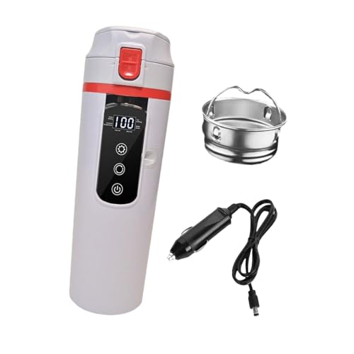 Tetera eléctrica para auto 12V/24V acero inoxidable blanca miniatura 7