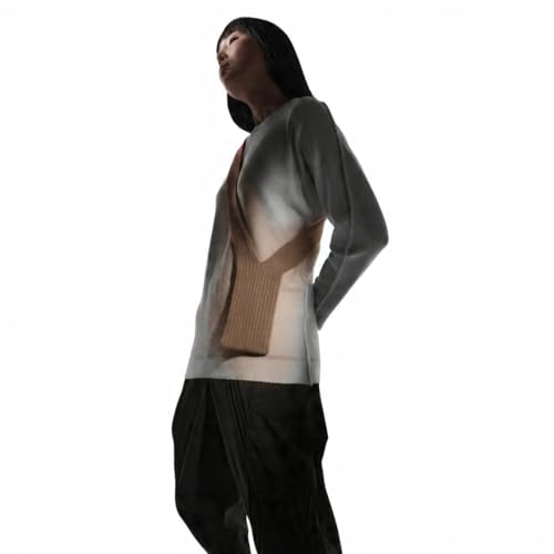 Image of iPhone Pocket features a singular 3D-knitted construction designed to fit any iPhone a beautiful way to wear and carry nitted Scarf with Contrast Stripe Detail, Unisex, (Brown) (Long)