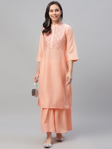 Image of Libas Women's Crepe Printed Straight Kurta Suit