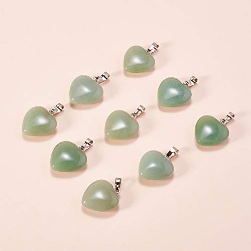 Liqunsweet 10 Pcs Natural Green Aventurine Crystals Healing Reiki Chakra Stone Pendants Heart Shaped Charms Bulk For Jewelry Making Diy Crafts Women Girls Men Birthday Gifts - 23X20X9Mm #TOP1