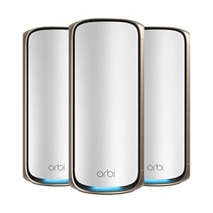 NETGEAR Orbi Serie 970 | Mesh-WiFi-7-System | WiFi-7-Router und 2 Satelliten | bis zu 27 Gbit/s | Abdeckung bis 660 m² und 200 Geräte | 10-GB-Ethernet-Port | Quad-Band BE27000 | RBE973 | Weiß