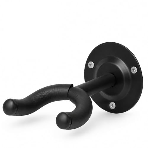 Image of VERAT Guitar Wall Mount Hanger Hook, Wall Mounted Guitar Holder Stand with Soft Foam Padding, Heavy Duty Metal Guitar Rack for Acoustic, Electric, Bass Guitar, Ukulele, Banjo & Mandolin, Black